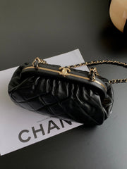 CHANEL 25S CLOUD BAG 23 CM IN BLACK LAMBSKIN WITH GOLD HARDWARE