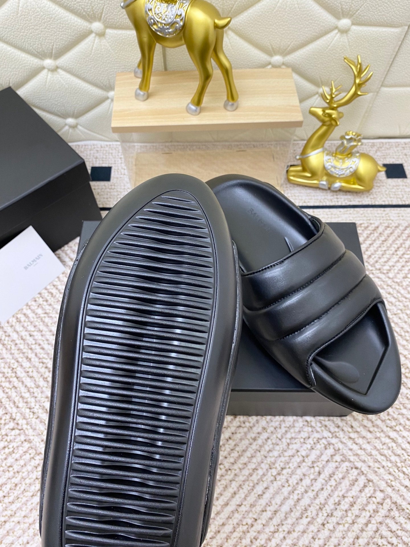 BALMAIN 25S BALMAIN MULES IN BLACK FULL CALFSKIN