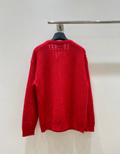 MIUMIU 26S V-NECK OPENWORK KNIT SWEATER 1429