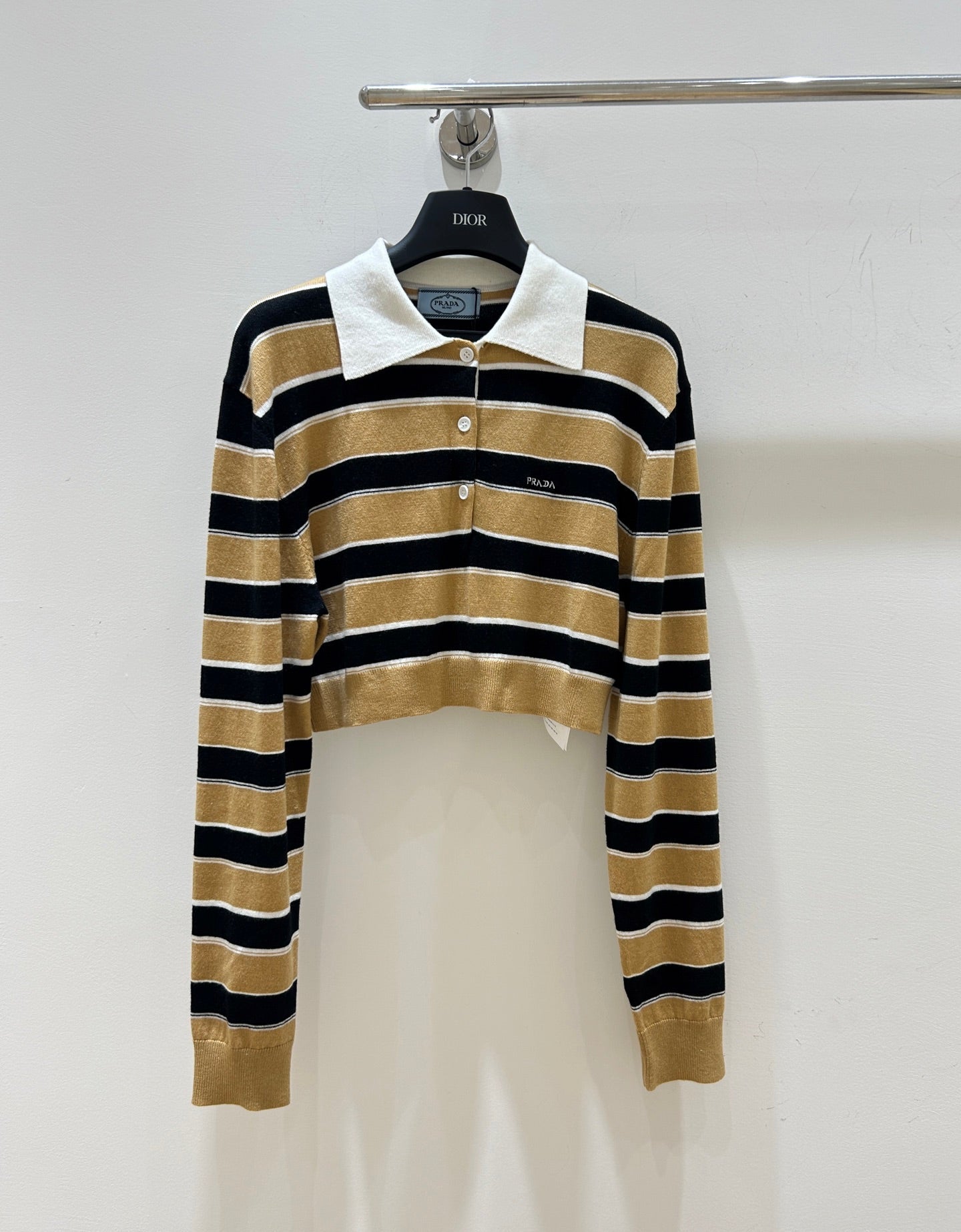 PRADA 26S CROPPED KNIT POLO SHIRT STYLE 934