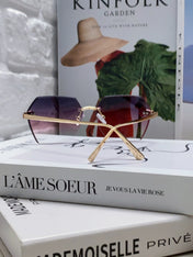 PANTHÈRE RIMLESS GEOMETRIC FRAME SUNGLASSES 562061 IN METAL
