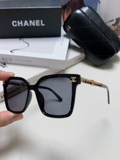 SQUARE SUNGLASSES 632886 IN BLACK ACETATE METAL FRAME EMBOSSED LOGO