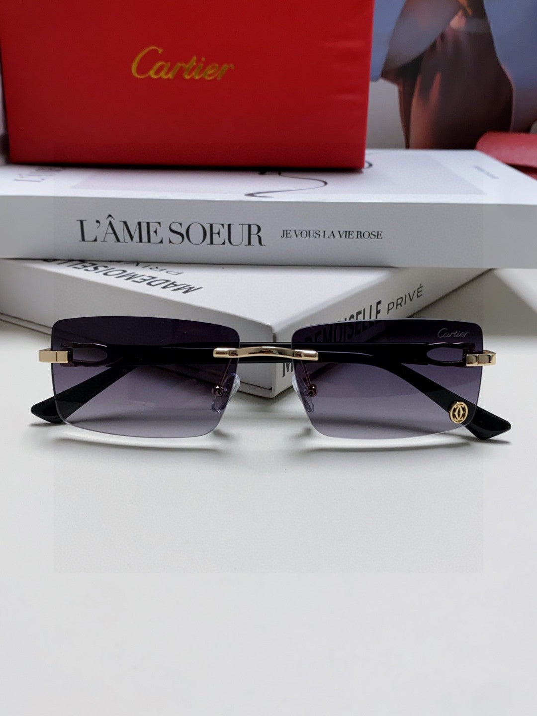 CARTIER 26S RIMLESS RECTANGULAR FRAME IN METAL 439512