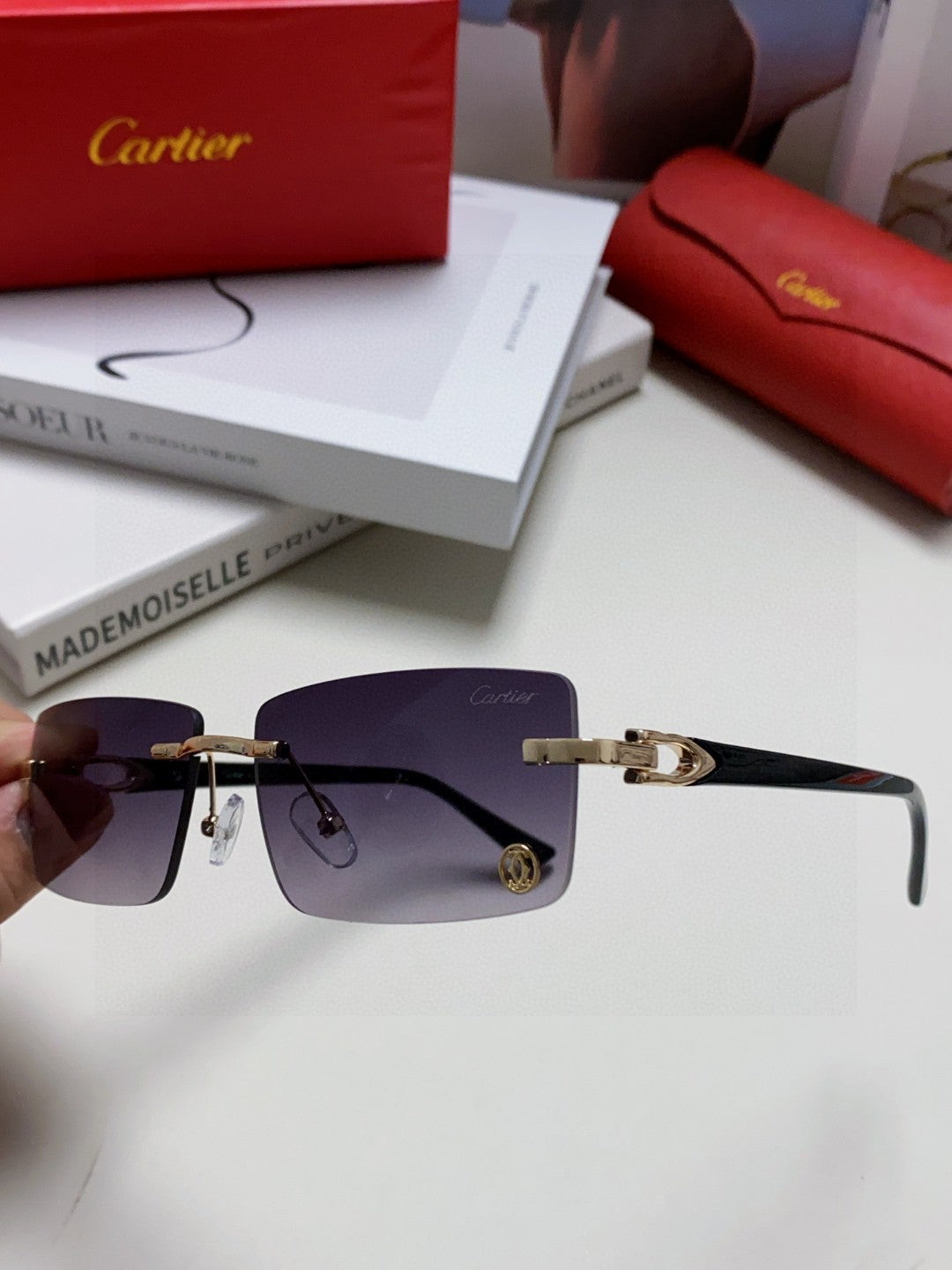 CARTIER 26S RIMLESS RECTANGULAR FRAME IN METAL 439512