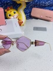 LOGO SUNGLASSES 560863 IN PURPLE CLEAR ACETATE GOLD METAL