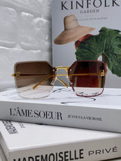 FIRST CRYSTAL SQUARE FRAME SUNGLASSES FE4082US IN METAL