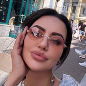 SKY RIMLESS TRIANGLE FRAME SUNGLASSES 566724 IN METAL