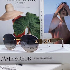 TRIOMPHE SUNGLASSES 573246 IN TAUPE BROWN METAL GRADIENT SMOKE LENSES