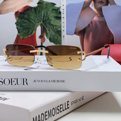 C DE RECTANGULAR RIMLESS FRAME SUNGLASSES  575769 IN METAL