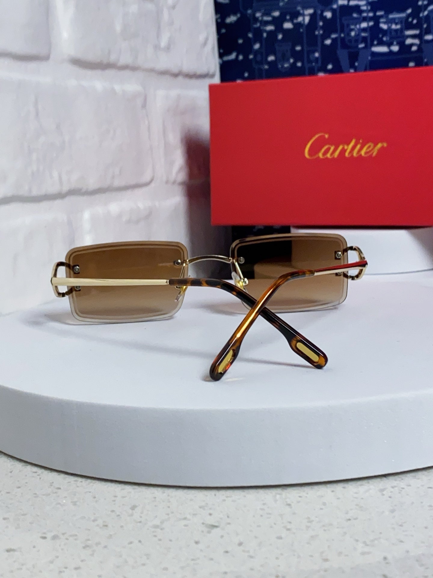 CARTIER 26S RIMLESS RECTANGULAR FRAME IN METAL 435996