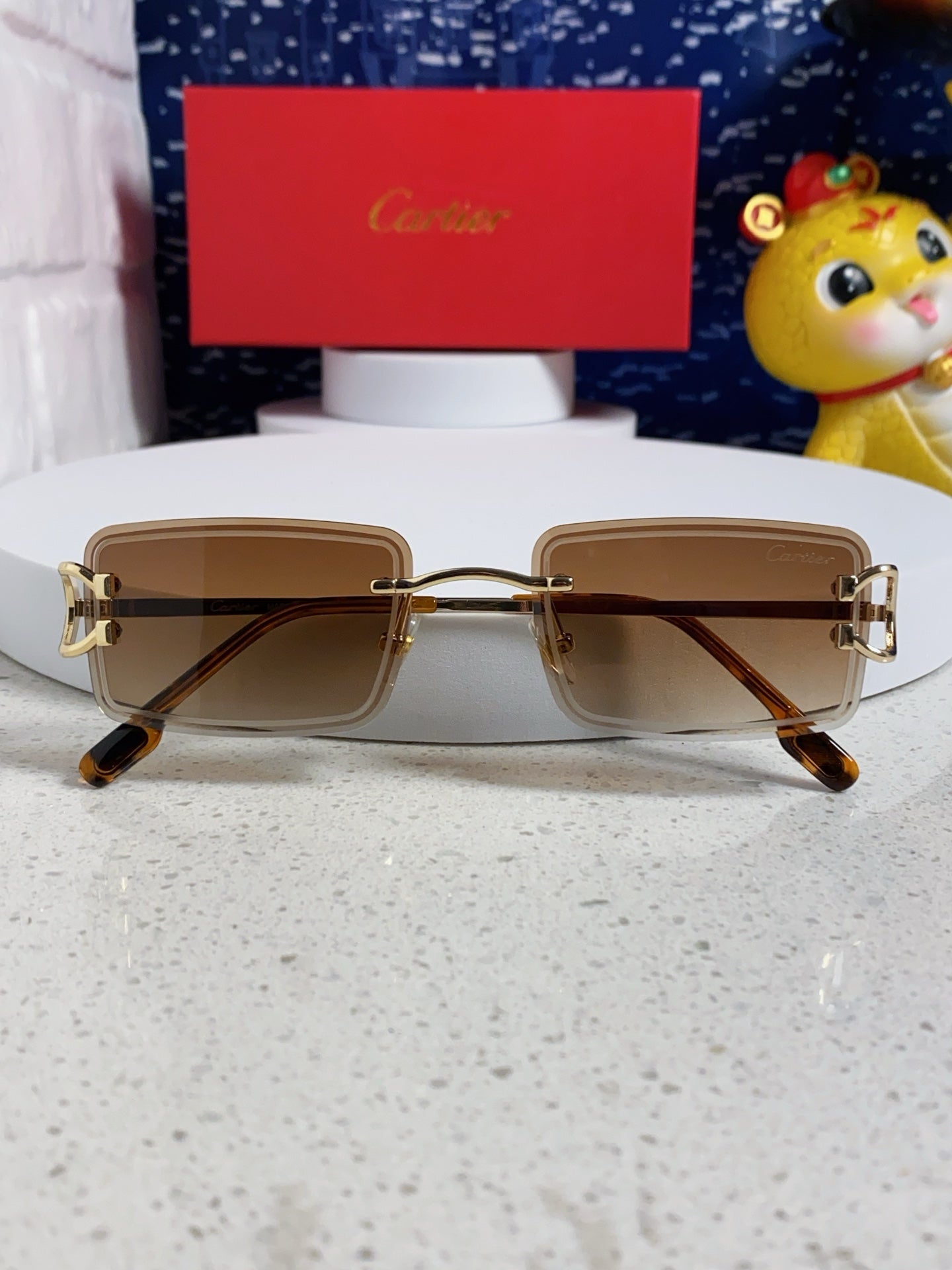 CARTIER 26S RIMLESS RECTANGULAR FRAME IN METAL 435996