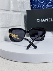 BUTTERFLY SUNGLASSES 641816 IN BLACK ACETATE GOLD METAL LOGO