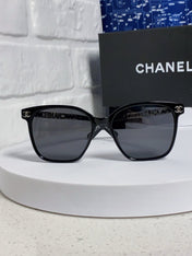 SQUARE SUNGLASSES 632032 IN BLACK ACETATE SILVER METAL