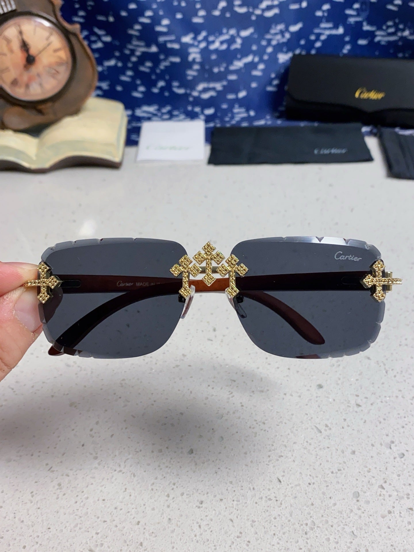 CARTIER 26S RIMLESS RECTANGULAR FRAME IN METAL 436010