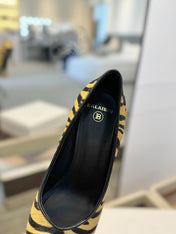 BALMAIN 25S HIGH HEELS 95MM IN YELLOW AND BLACK ZEBRA PRINT CALFSKIN