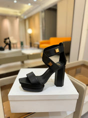 BALMAIN 25S WEDGE HEELS 105MM IN BLACK CALFSKIN GOLD HARDWARE
