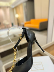 BALMAIN 25S SYNC STILETTOS WITH POINTED TOE 95MM IN BLACK CALFSKIN