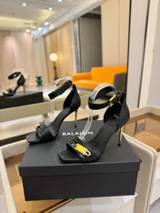 BALMAIN 25S HIGH HEELS 95MM IN BLACK CALFSKIN