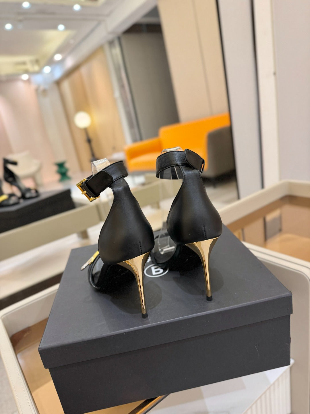 BALMAIN 25S HIGH HEELS 95MM IN BLACK CALFSKIN