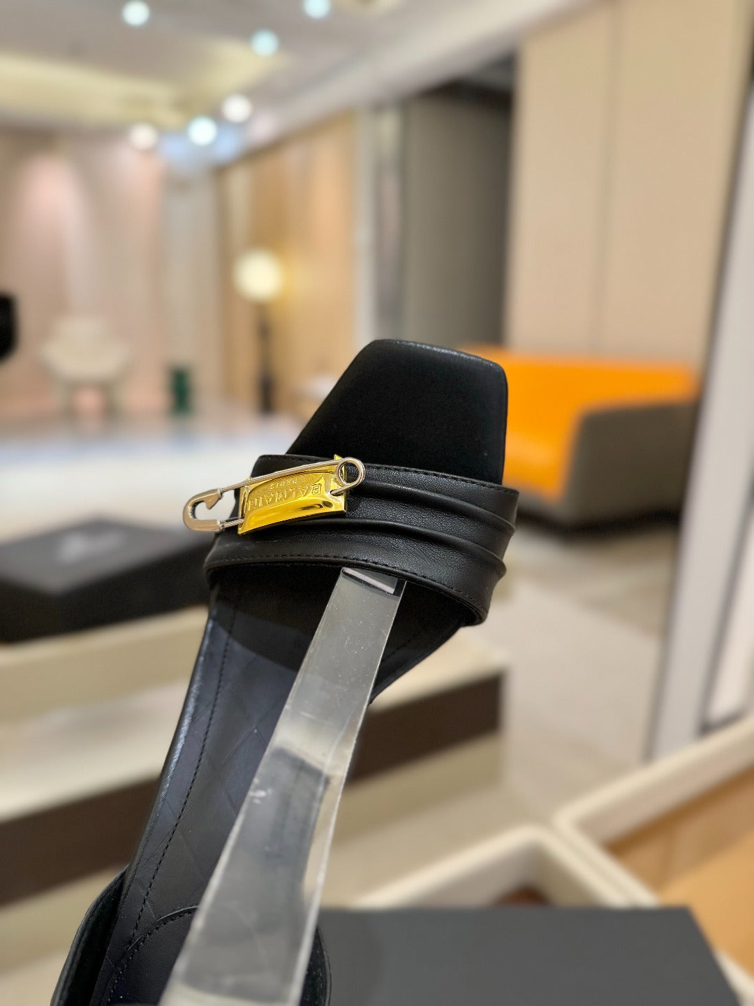 BALMAIN 25S HIGH HEELS 95MM IN BLACK CALFSKIN