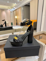 BALMAIN 25S WEDGE HEELS 100MM IN BLACK CALFSKIN