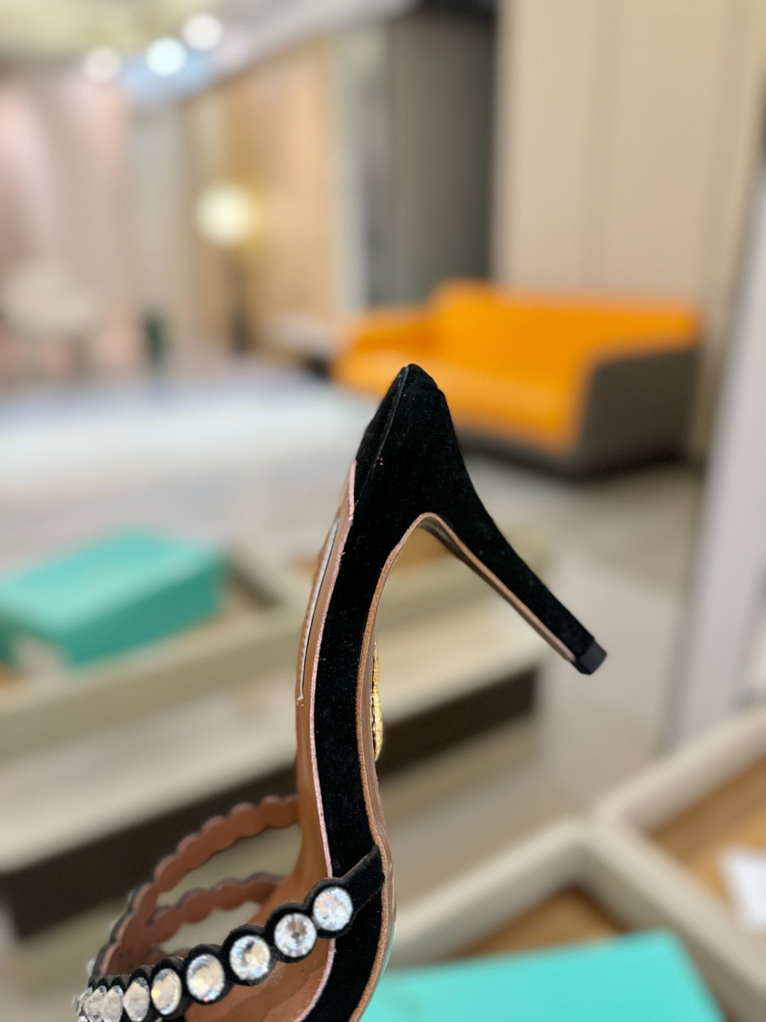 AQUAZZURA 26S TEQUILA HEELED SANDALS 85 MM IN BLACK SUEDE