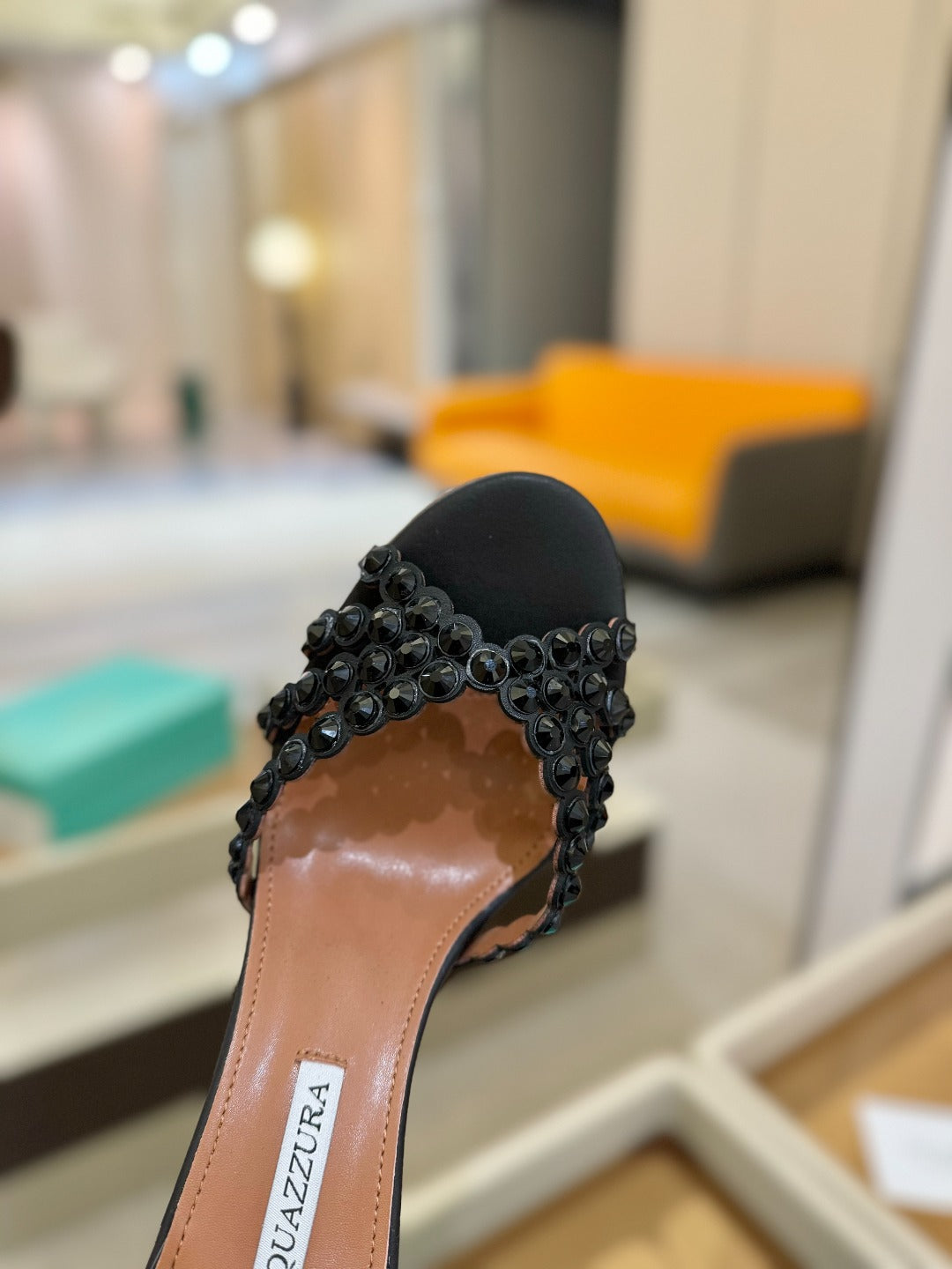 AQUAZZURA 26S TEQUILA HEELED SANDALS 85 MM IN BLACK LAMBSKIN