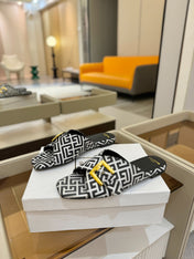 BALMAIN 26S SANDALS IN BLACK AND WHITE CANVAS