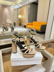 BALMAIN 26S HEELED SANDALS 105 MM IN BEIGE LAMBSKIN