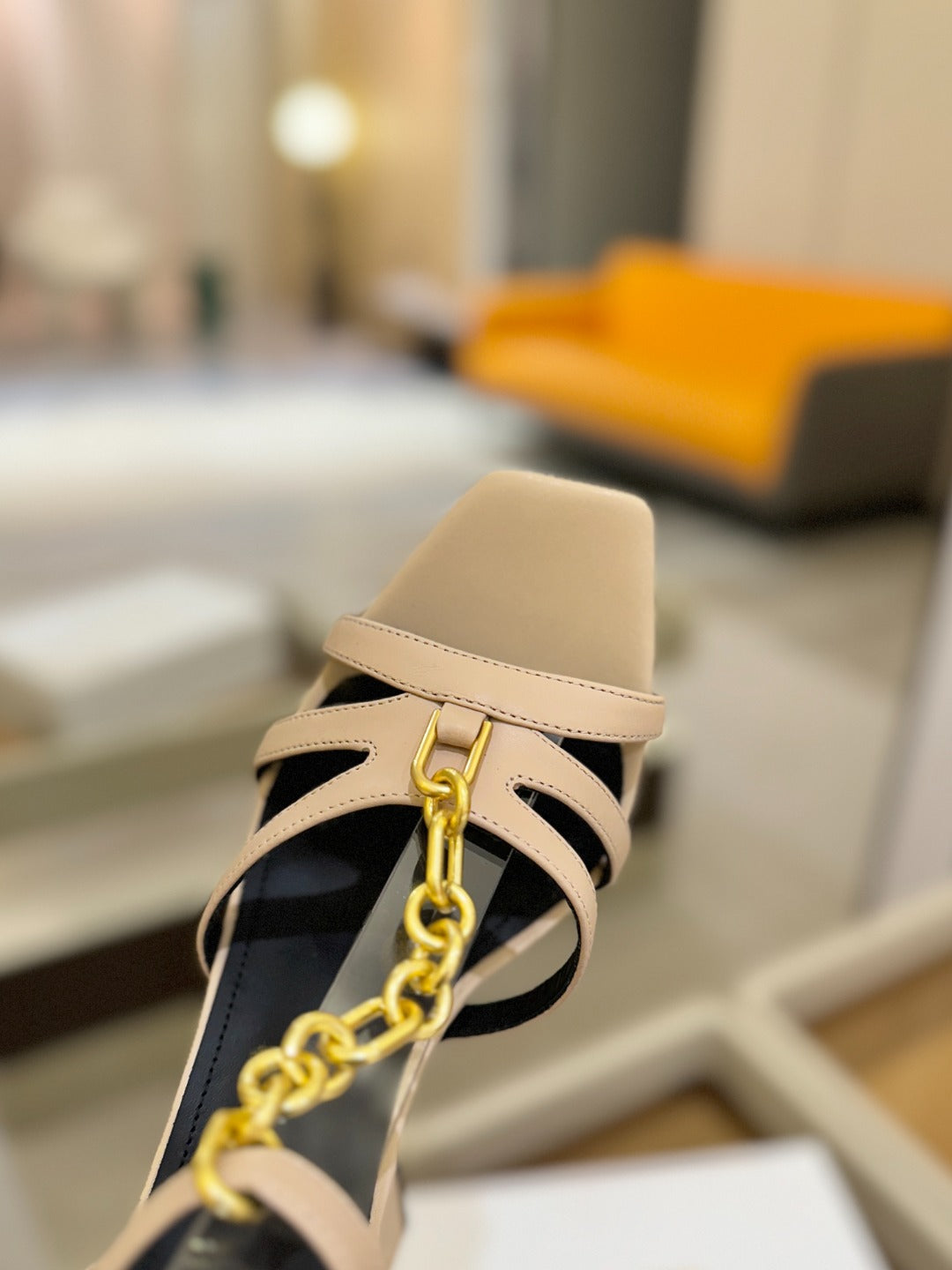 BALMAIN 26S HEELED SANDALS 105 MM IN BEIGE LAMBSKIN