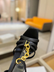 BALMAIN 26S HEELED SANDALS 105 MM IN BLACK LAMBSKIN