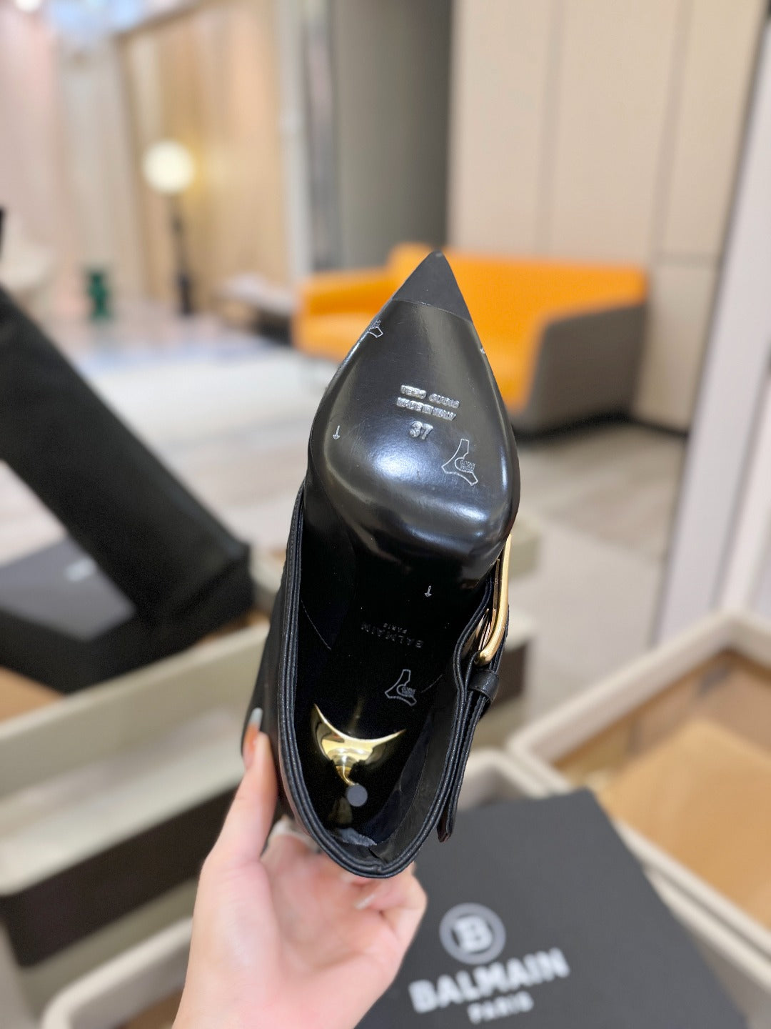 BALMAIN 26S KNEE-HIGH BOOTS 100 MM IN BLACK CALFSKIN