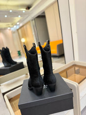 BALMAIN 26S COWBOY ANKLE BOOTS 65 MM IN BLACK PONY HAIR