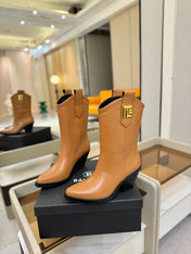 BALMAIN 26S COWBOY ANKLE BOOTS 65 MM IN BROWN CALFSKIN
