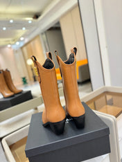 BALMAIN 26S COWBOY ANKLE BOOTS 65 MM IN BROWN CALFSKIN