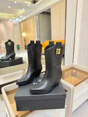 BALMAIN 26S COWBOY ANKLE BOOTS 65 MM IN BLACK CALFSKIN
