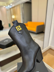 BALMAIN 26S COWBOY ANKLE BOOTS 65 MM IN BLACK CALFSKIN