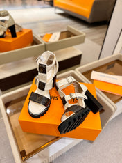 LV 26S STAR TRAIL HEELS 100 MM IN CREAM WHITE AND BROWN CALFSKIN
