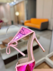 GIANVITO ROSSI 26S HEELS 105 MM IN LIGHT PINK SUEDE AND METALLIC PINK CALFSKIN