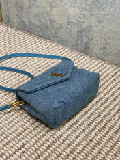 LOULOU MINI BAG 20 IN BLUE DENIM GOLD HARDWARE