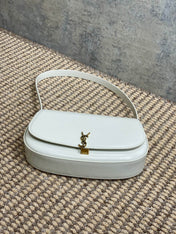 VOLTAIRE IN BOX SHOULDER BAG 21 IN WHITE CALFSKIN GOLD METALLIC
