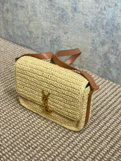 SOLFERINO MEDIUM CROSSBODY BAG 23 IN BEIGE MIX BROWN RAFFIA