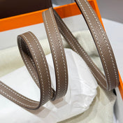 HM ROULIS 18 MINI BAG IN DARK BROWN CALFSKIN SILVER-TONE HARDWARE