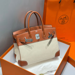 HM BIRKIN 30CM IN VEAU BARENIA SWIFT CALFSKIN ERCU TOILE CANVAS