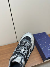 GG Ripple Leather Sneakers Black Silver