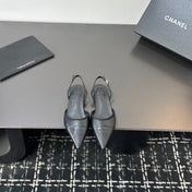 CHANEL 26S SLINGBACK FLATS IN BLACK LAMBSKIN