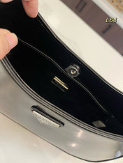 PRA 30 CLEO SHOULDER BAG IN BLACK BRUSHED LEATHER