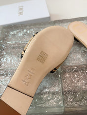 DIOR 26S WOVEN-STRAP SANDALS IN BEIGE CALFSKIN