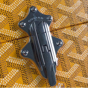 CASSETTE TRUNK BAG 21 IN YELLOW GOYARDINE CANVAS & CLAMECY COWHIDE