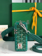 CASSETTE TRUNK BAG 21 IN GREEN GOYARDINE CANVAS & CLAMECY COWHIDE